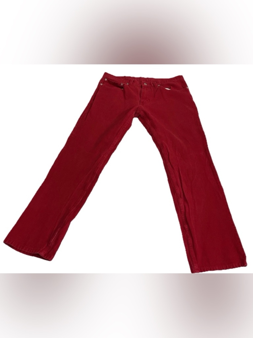Levis 511 Mens 34X32 Pants Slim Fit Corduroy Brick Red 5-Pockets White Tab EUC